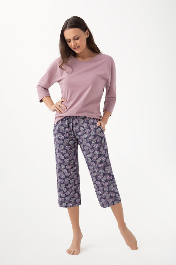 344 Pijamale dama Luna cacao – bumbac, maneci 3/4, confortabile si respirabile