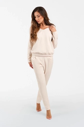 Karina Ladies set cu mânecă lungă, pantaloni Italian Fashion - bej