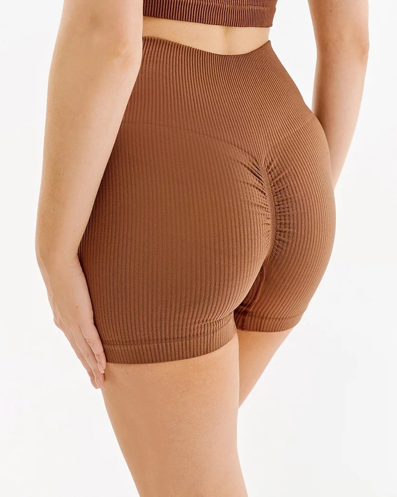 Pantaloni scurți Gabriella Shape Rib fără cusături - mocca
