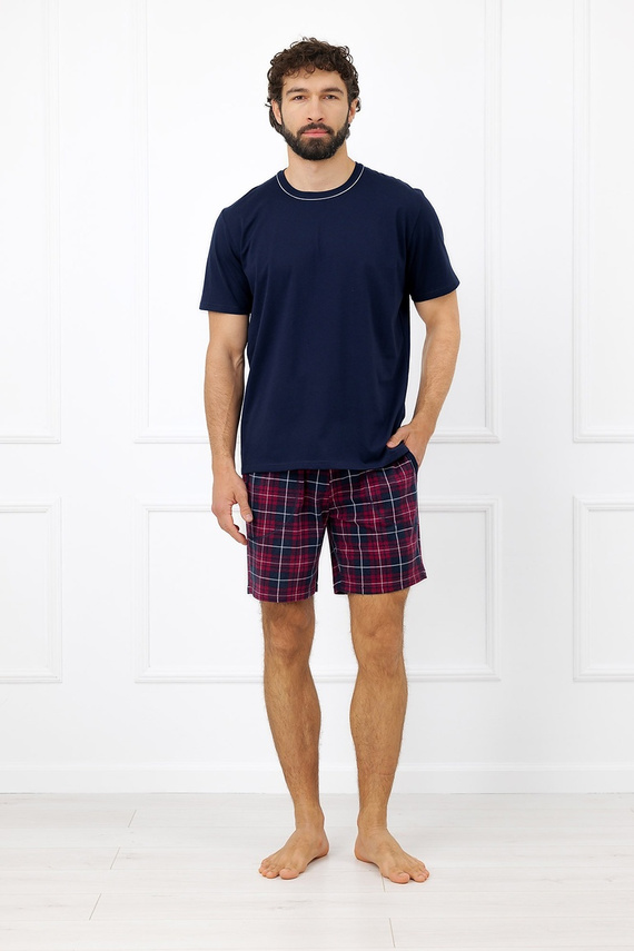 Italian Fashion Brajan pijama bărbați Mega Soft bumbac șorturi în carouri
