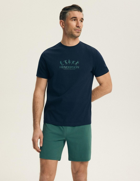 Pijamale bărbați Henderson Core 44499 Bet Navy 100% bumbac mânecă scurtă