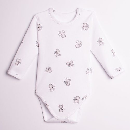 Body pentru bebeluși Nicol 223097 Figo 100% bumbac Koala mânecă lungă alb