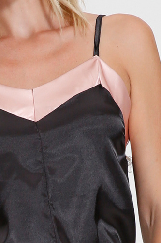 Set pijama scurtă din satin D492 Exes pentru femei – top și pantaloni scurți