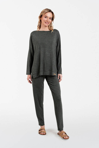 Akord Ladies' set cu mânecă lungă, pantaloni lungi Italian Fashion - dark melange