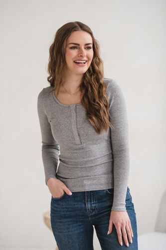 Bluză graviditate și alăptare Tummy Milk&Love vâscoză light gray melange