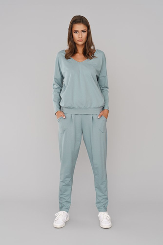 Karina Ladies set cu mânecă lungă, pantaloni Italian Fashion - mentă 