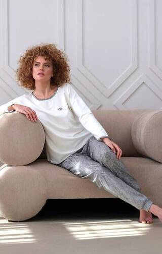 411 Pijama moale dama Bella Cana - ecru