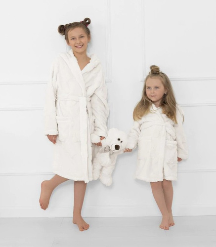 Halat de baie pentru copii Teddy Italian Fashion ecru - în ursuleți de pluș, cald, cu glugă