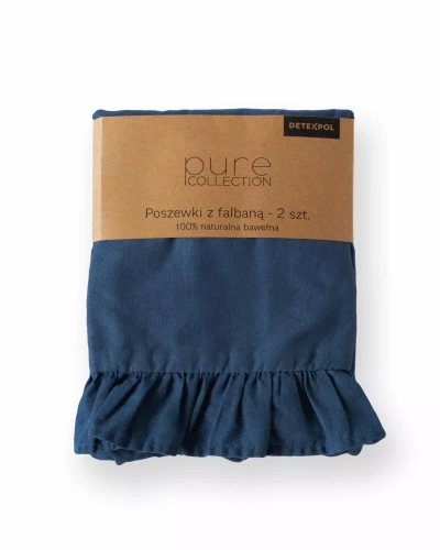 Pure 23 Lenjerie de pat din bumbac monocolor Detexpol denim