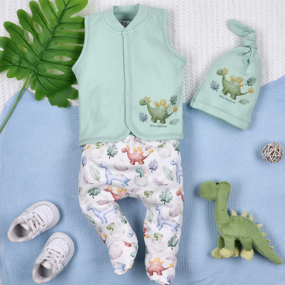 Căciulă pentru bebeluși Nini ABN-5579 Dino Explorer – Bumbac organic, moale și respirabilă