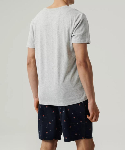 NMP-384 Pijamale pentru bărbați cu mâneci scurte, albastru bleumarin, gri Atlantic