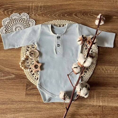 BP009 Body polo cu mâneci lungi Mamatti - gri