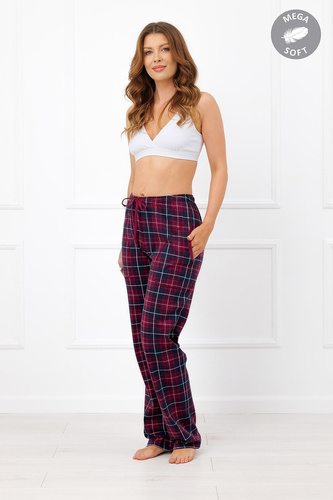 Italian Fashion Alana pantaloni lungi damă din bumbac Mega Soft în carouri