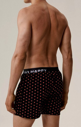 2GMB-011 Pantaloni scurți boxer Atlantic pentru bărbați - bumbac, imprimeu cu inimioare, pachet de 2