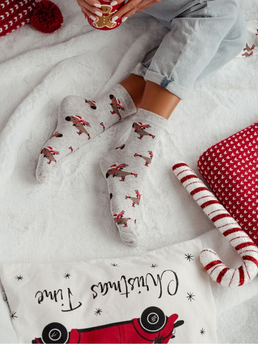 1283.041 Șosete Milena cu Capibara pe Patine de Gheață – Șosete de Crăciun pentru femei, Melanj Deschis