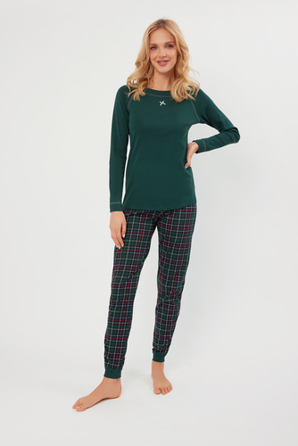 Foggia Pijama de damă cu mânecă lungă, pantaloni lungi Italian Fashion - verde/print 