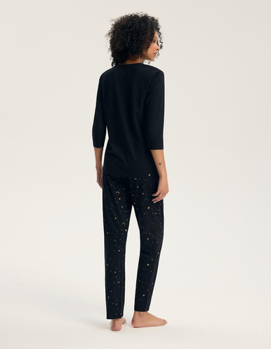Pijamale damă Henderson 45438 Gilly 3/4 negru 100% bumbac pantaloni lungi