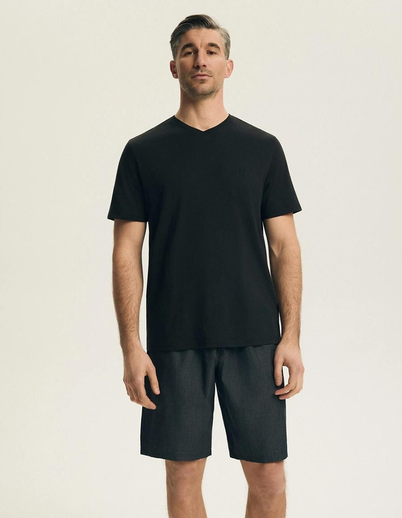 Pijamale bărbați Henderson 44608 Post negru 100% bumbac mânecă scurtă