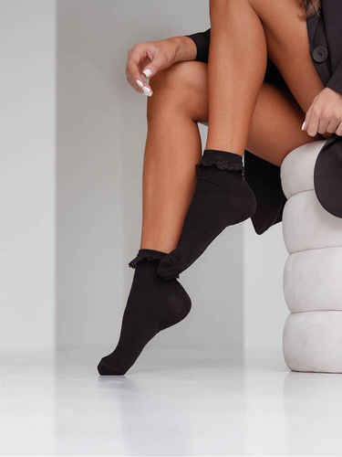 0897 Ciorapi dama Milena cu dantela - negri