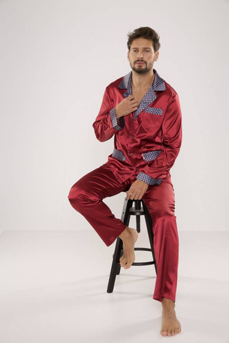 939 Pijama bărbătească Satin Maroon