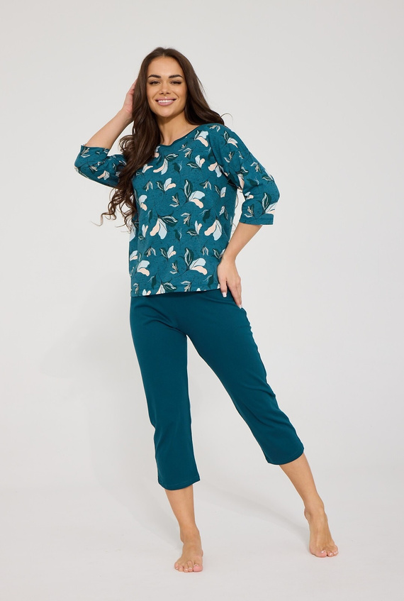 Pijamale damă Cornette Greta 147/508 100% bumbac mânecă 3/4 pantaloni 7/8
