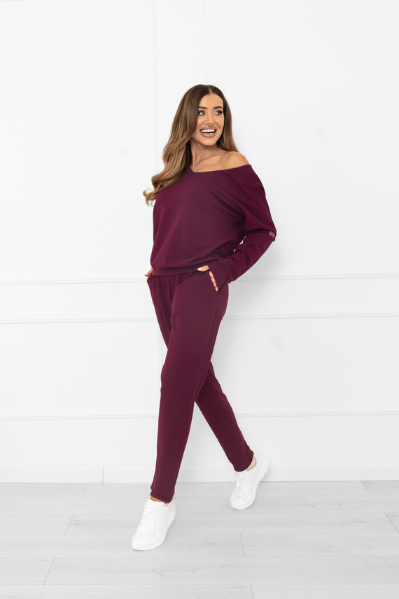 Set trening pentru femei Karina Italian Fashion burgundy - bumbac, confortabil