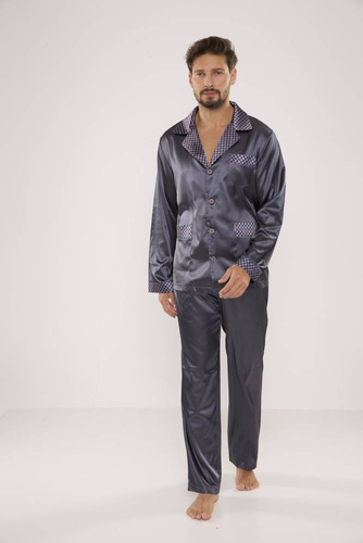 939 Pijama gri satinată pentru bărbați