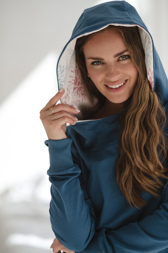 Milk Please Jeans Hanorac albastru de maternitate și alăptare cu glugă – Milk&Love, producție poloneză