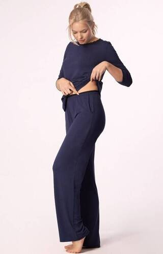 Pantaloni de pijama Margot Mix&Match Nipplex - bleumarin