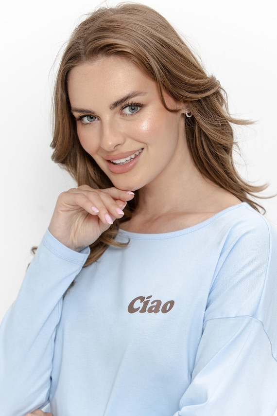 Pijamale damă Taro Freja 3631 albastru 100% bumbac mânecă lungă ursuleț