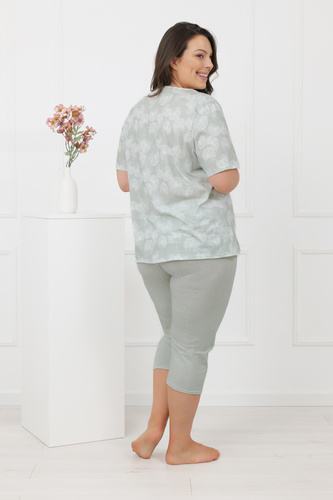 Pijama damă Eleni Italian Fashion 100% bumbac, mânecă scurtă, 3/4