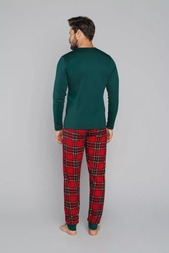 Narvik Pijama cu mânecă lungă pentru bărbați, pantaloni lungi Italian Fashion- verde/print