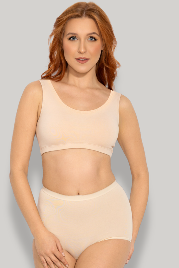 Top din bumbac Zoya Mitex fără sârmă bustier confortabil beige