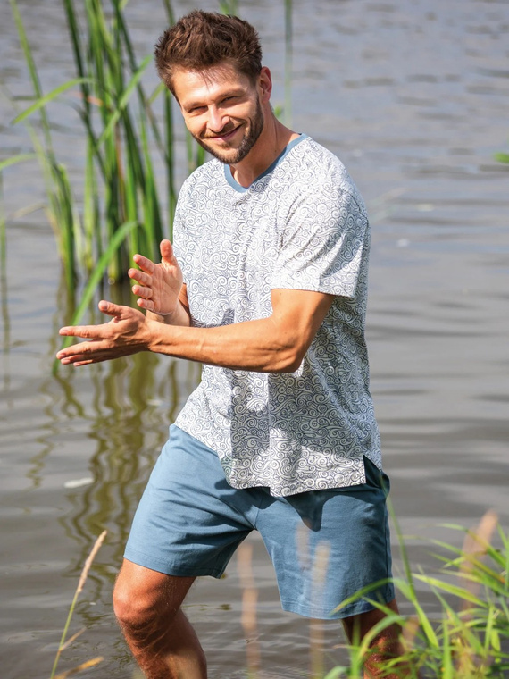 MNS 748 Key Pijamale pentru bărbați - ecru - blugi