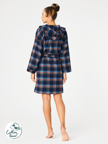 Halat de baie pentru dama LGD 431 Key - bleumarin, bumbac flanel, cald si moale