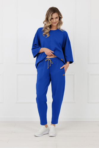 Pantaloni de trening Kaori Italian Fashion bumbac-kobalt