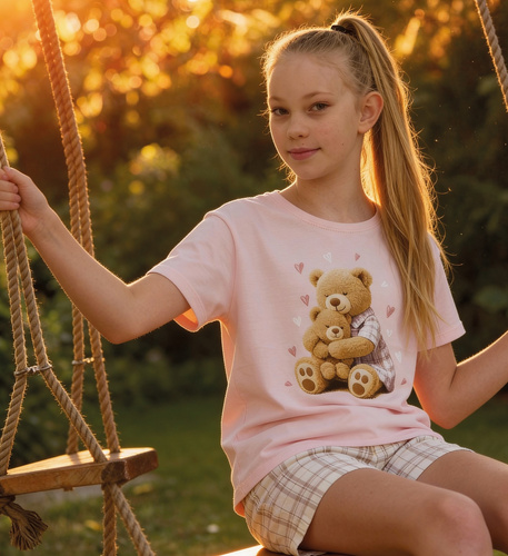 Pijama fete Hug Me Cornette – 100% bumbac, ursuleți, pantaloni scurți