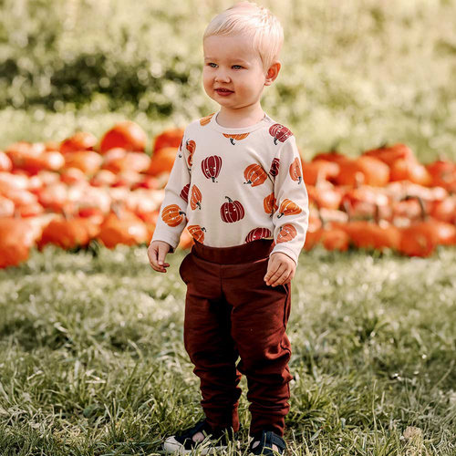 Body pentru bebeluși Halloween Eevi – ecru, dovleci, bumbac