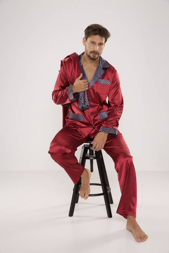 939 Pijama bărbătească Satin Maroon