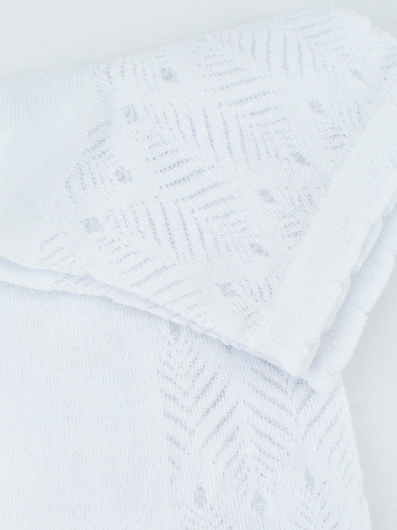 SB118 șosete Jacquard Leaf Noviti - albe