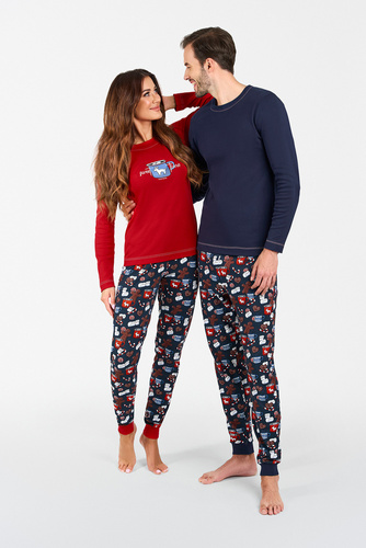 Makala Pijama cu mânecă lungă și pantaloni lungi de damă Italian Fashion - roșu/print