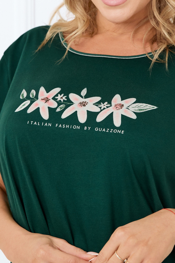 Cămașă cu mânecă scurtă pentru femei Florisa Italian Fashion - verde închis