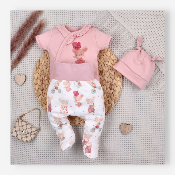 Body bebeluși Nini Little Mouse bumbac organic tip petrecut mânecă scurtă