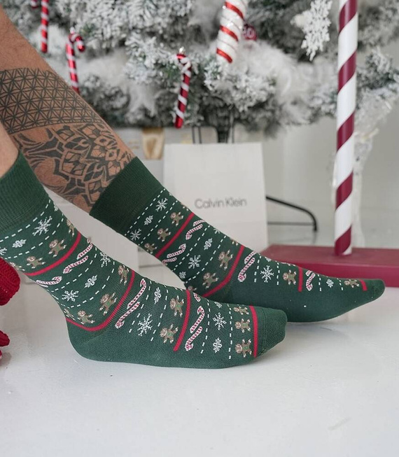 1290-023 Sosete de Craciun barbati Milena - verde