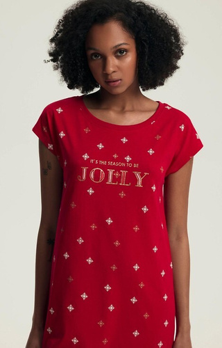 43720 Dotie Cămașă de noapte de Crăciun pentru femei Henderson - Bumbac, Mânecă scurtă