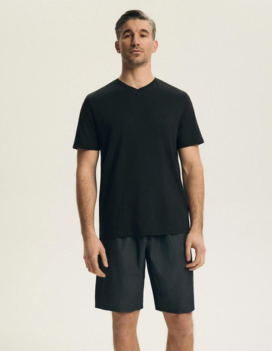Pijamale bărbați Henderson 44608 Post negru 100% bumbac mânecă scurtă