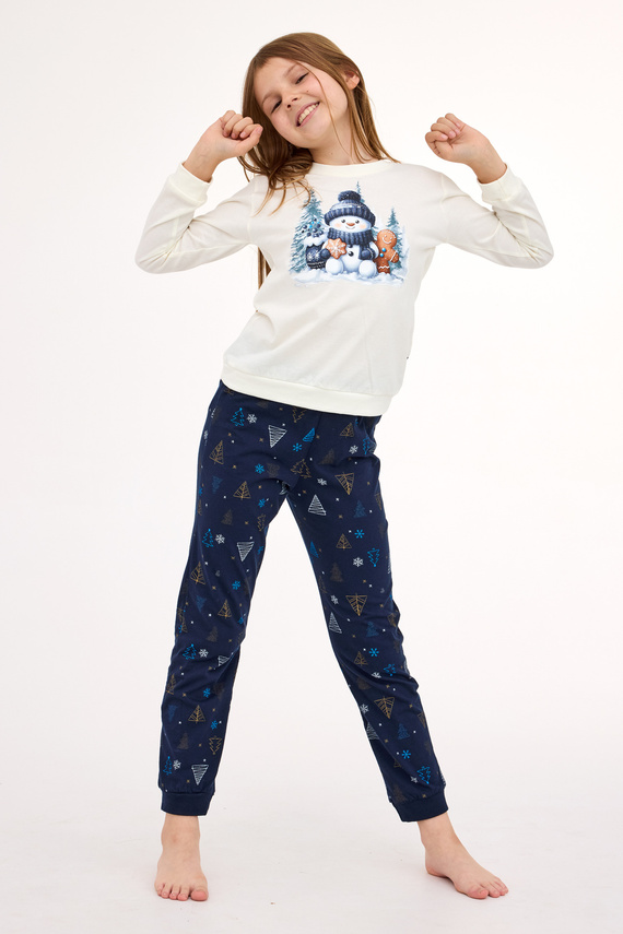 977/189 978/189 Pijamale din bumbac pentru fete, model Cornette, cu mâneci lungi, model Snowy Day | Călduroase și confortabile