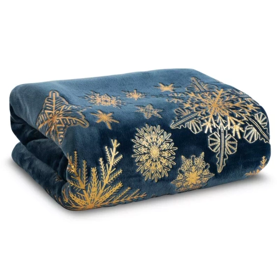 Pătură de Crăciun Joy 3 cu stele Eurofirany, bleumarin