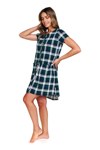 9444 Doctor Nap – Cămașă de noapte pentru maternitate și alăptare din bumbac | Producția poloneză - smarald