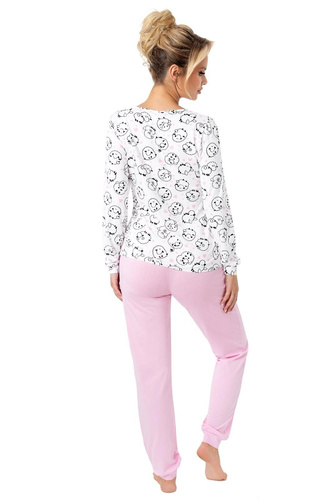 Donna Sheep Pijamale lungi de dama, roz - bumbac, maneci lungi, ambalate intr-o punga de plastic